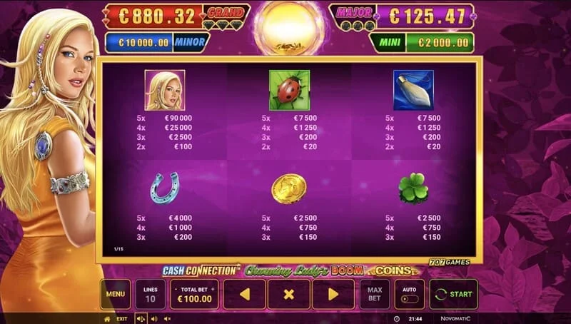 Cash Connection - Charming Lady's Boom Coins - mini-lojë Boom Spins në rrjetë të zgjeruar